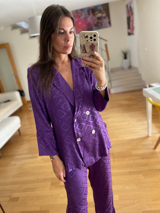 ROMBOS Roxo| Conjunto acetinado