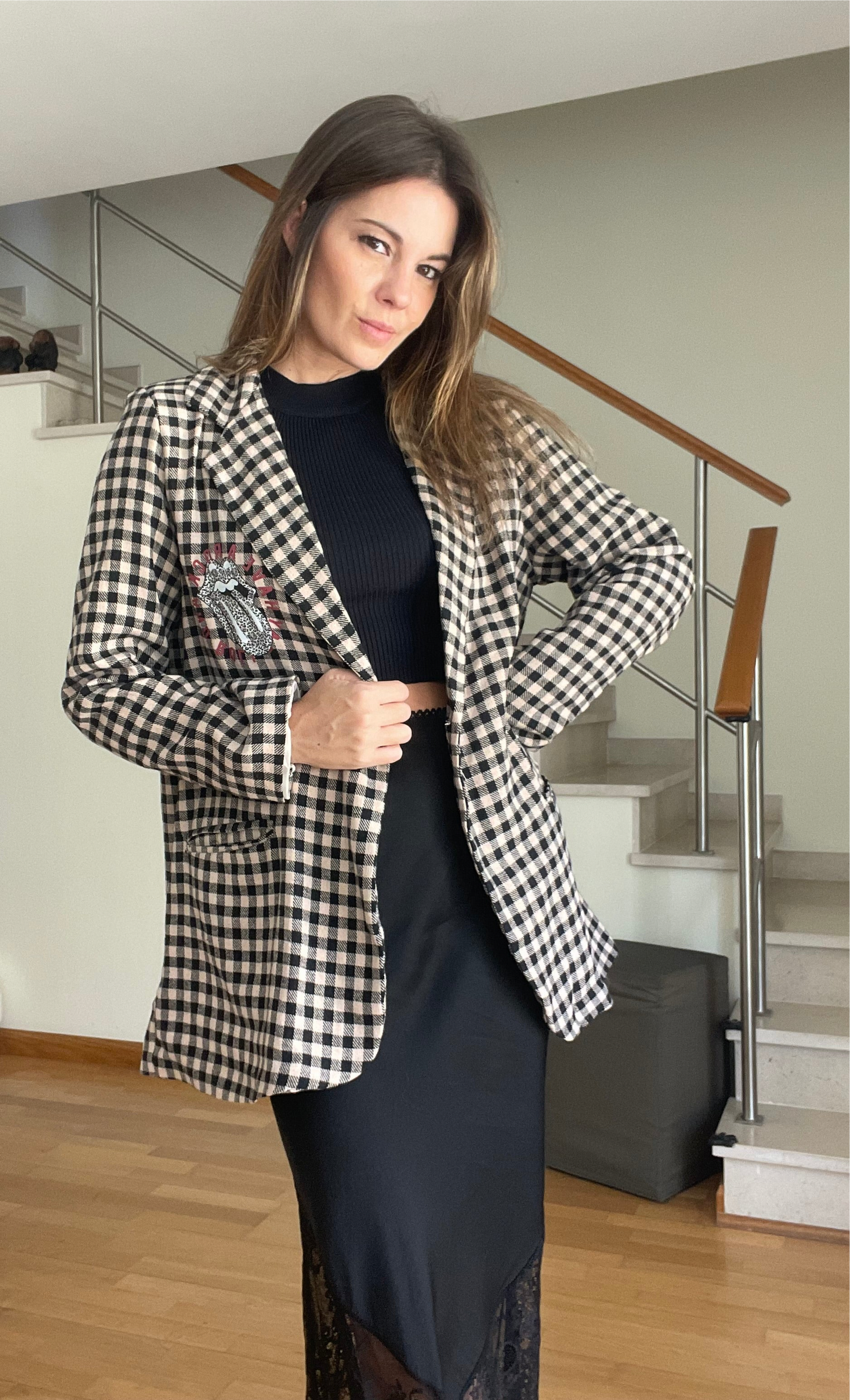 ROLLING | Plaid Maxi Blazer