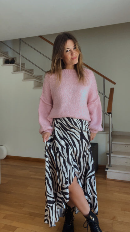 ZEBRA | Saia midi com folho