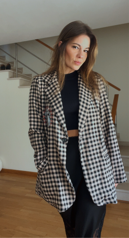 ROLLING | Plaid Maxi Blazer