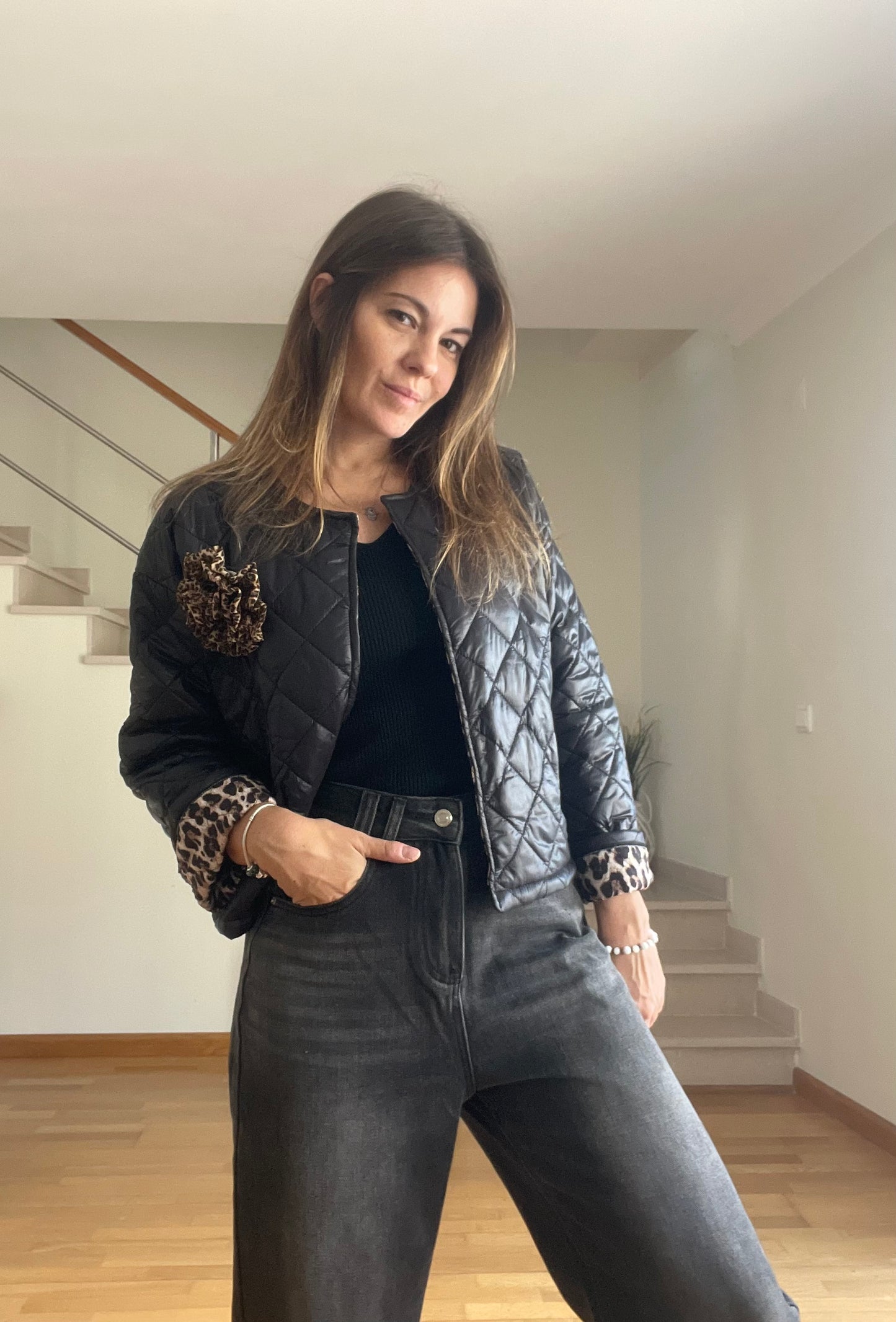 ANGIE | Jaqueta acolchoada com forro animal print