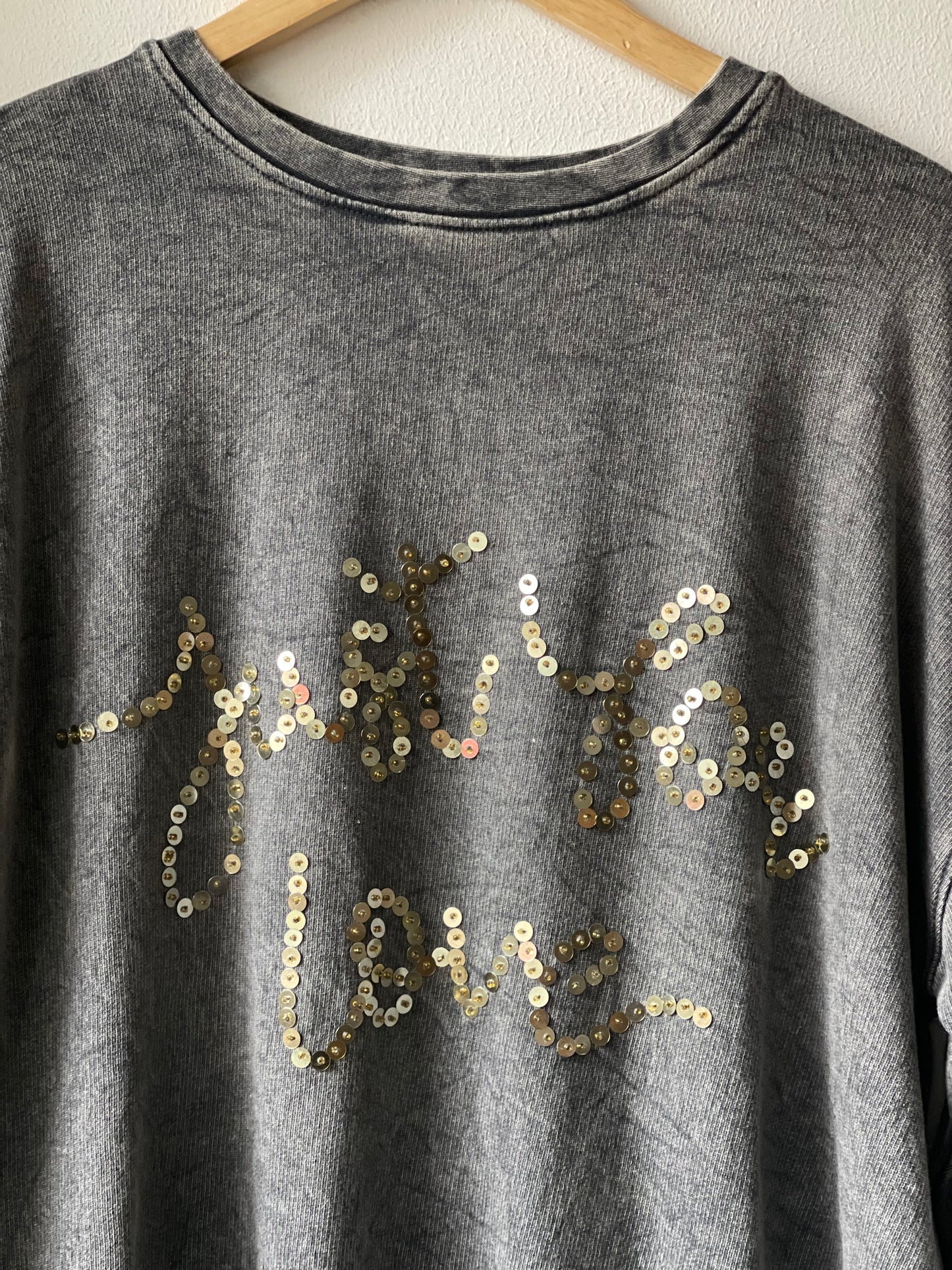 JUST LOVE| Sweat de algodão com pailletes