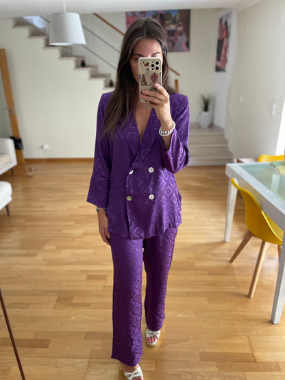 ROMBOS Roxo| Conjunto acetinado