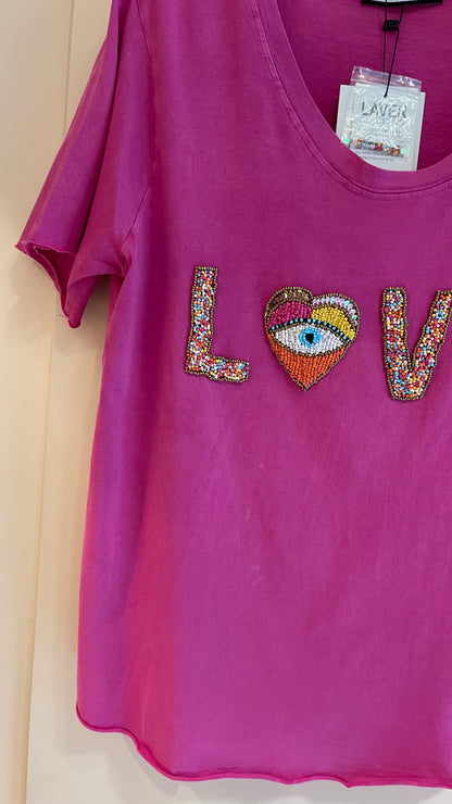 CORAZÓN ROSA | camiseta con cuentas