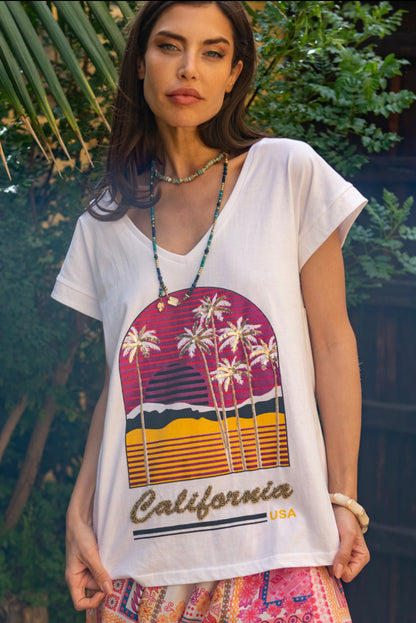 BLANCO CALIFORNIA | Camiseta con aplicaciones