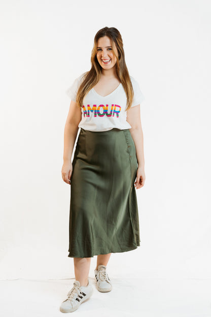 CAIRO | Satin midi skirt