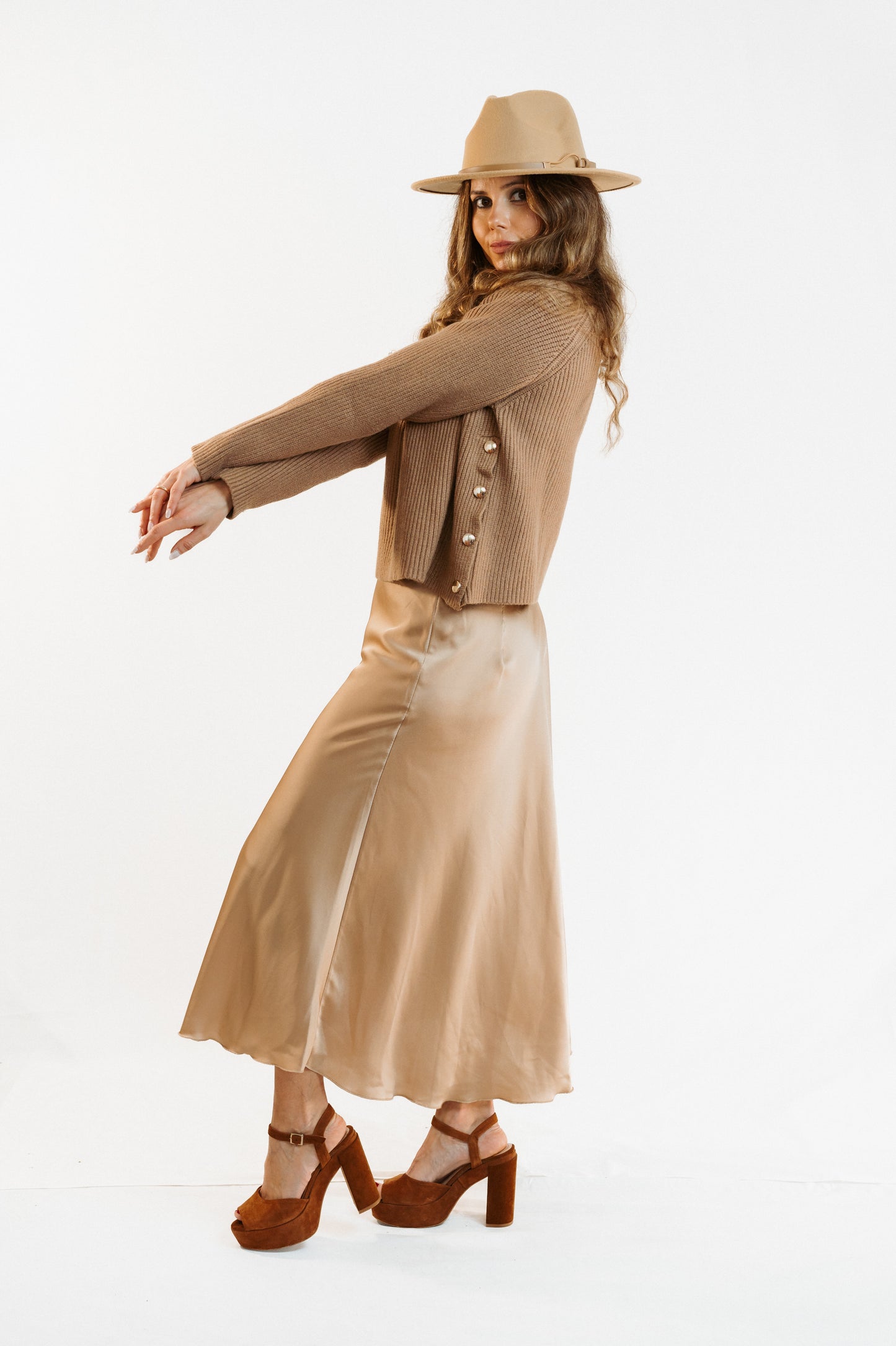 CAIRO | Satin midi skirt